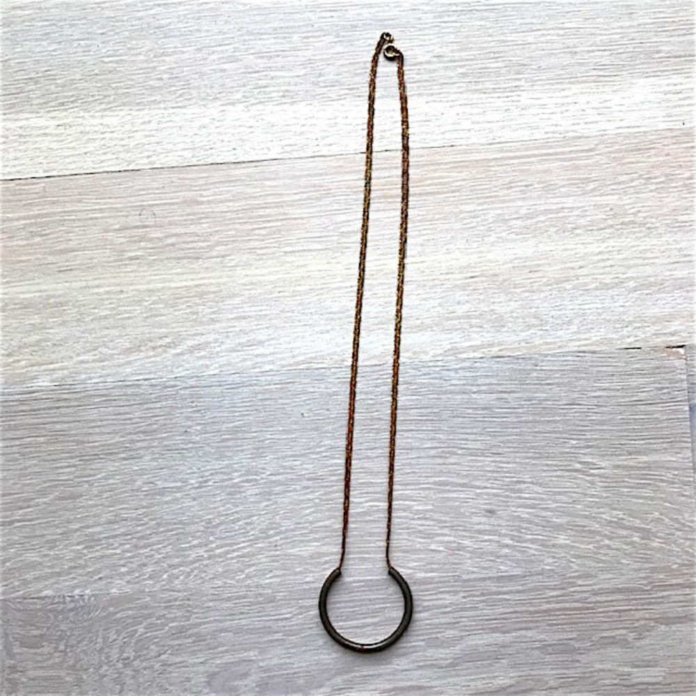 Brass vintage necklace Open circle U shape